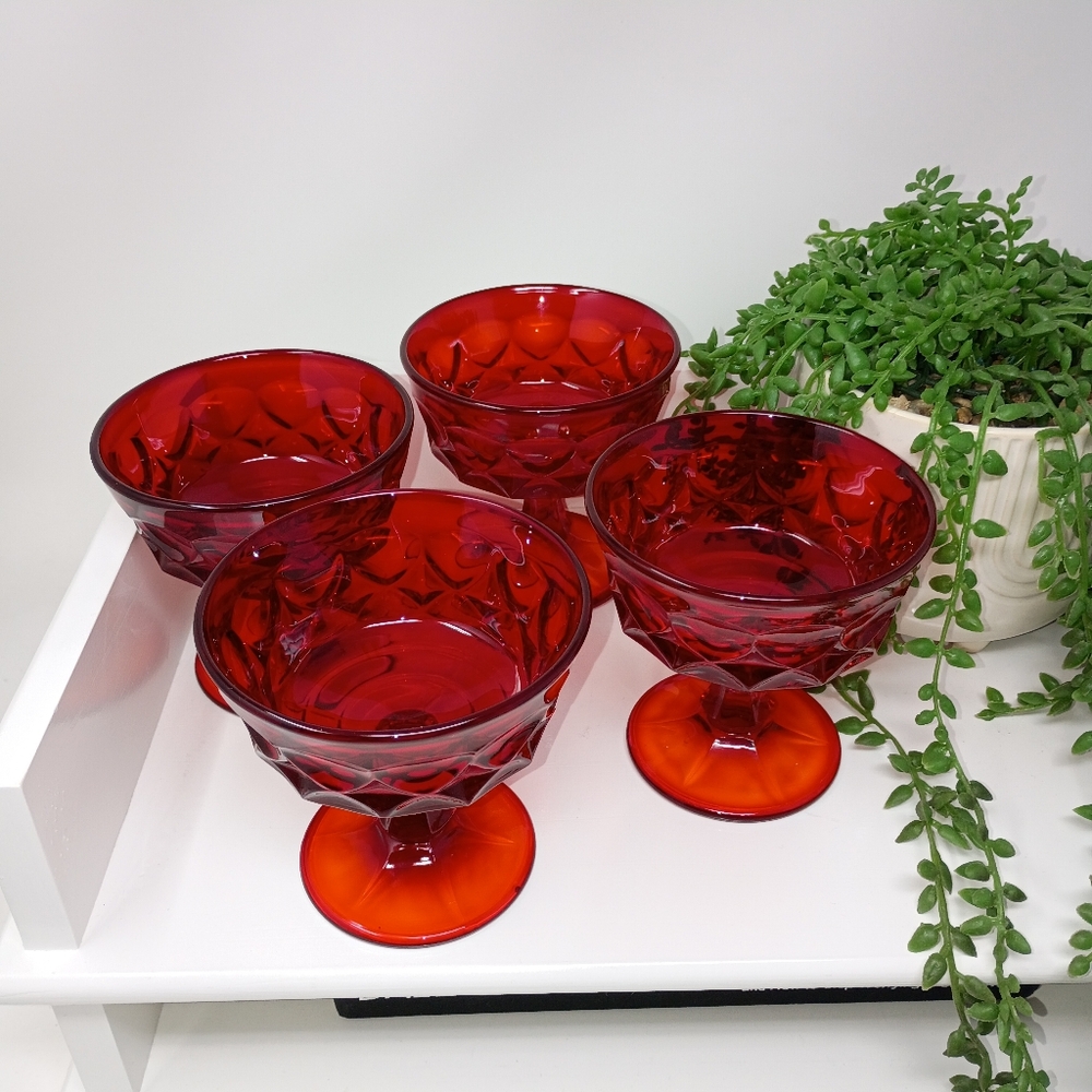 Noritake Perspective Ruby Red Compotes Set Of 4 - Picture 4 of 7
